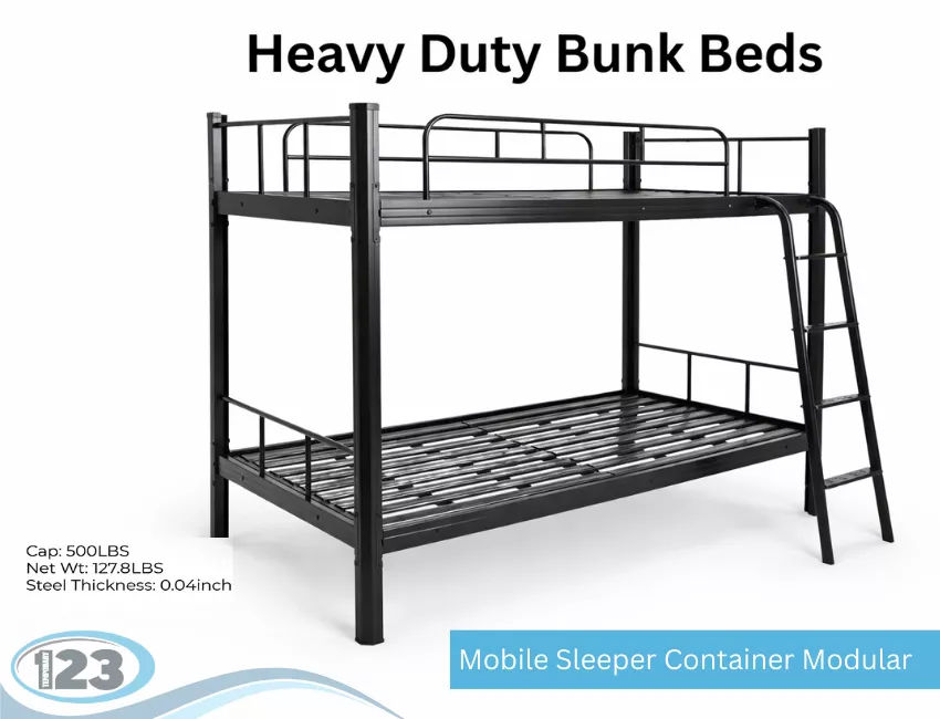 Onsite sleeper container featuring private sleeping accommodations and essential comforts for project personnel working extended shifts.
